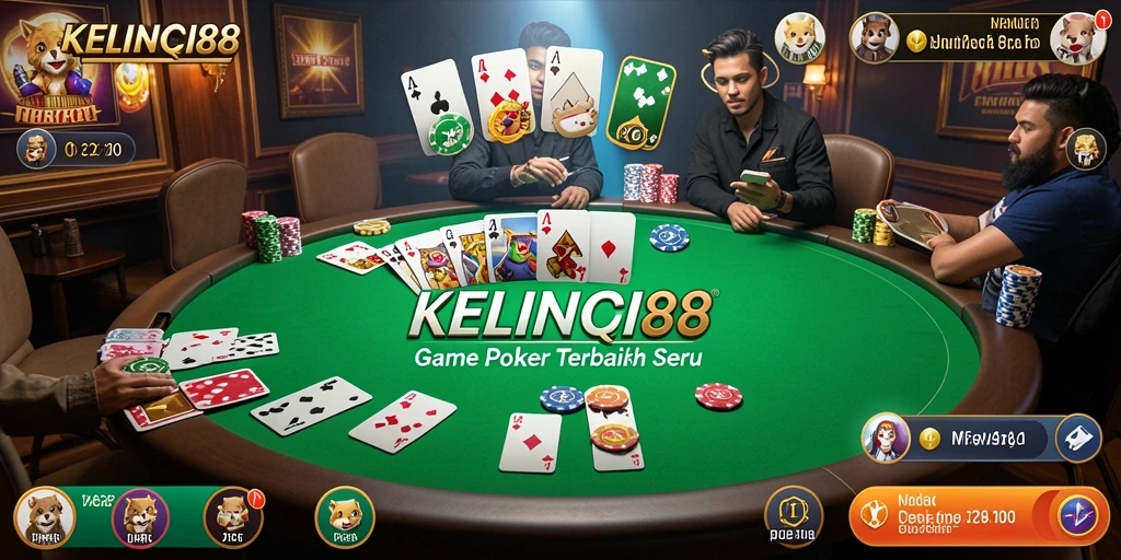 Tampilan gameplay KELINCI88 yang menampilkan suasana Poker yang mendebarkan.
