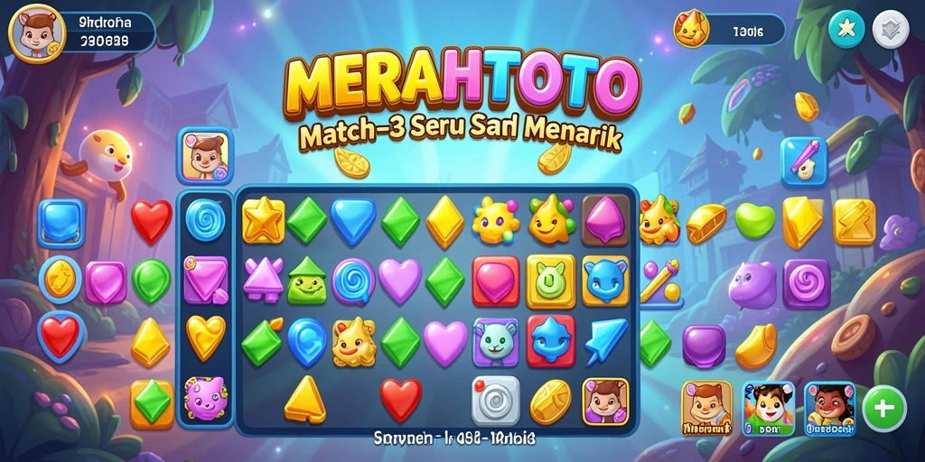 Tampilan gameplay <strong>MERAHTOTO</strong> yang menawan dengan level-level match-3 yang menantang.